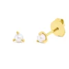 Ohrstecker aus 750 Gold Gelbgold 2 Süßwasser-Perlen 3mm weiß 3,5x4mm 3er-Krappe