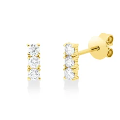 Ohrstecker aus 750 Gold Gelbgold 6 Brillanten 0,28ct W-SI 6,6x2,2mm