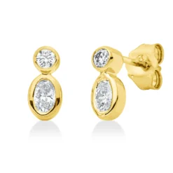 Ohrstecker aus 750 Gold Gelbgold 4 Diamanten 0,51ct TW-SI 9x4,3mm Zarge