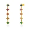 Ohrstecker aus 750 Gold Gelbgold 50 Saphire 1,57ct mehrfarbig 39,2x6,3mm