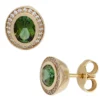 Ohrstecker aus 585 Gold Gelbgold grüne Turmaline & 48 Diamanten 0.16Ct