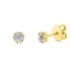 Ohrstecker aus 750 Gold Gelbgold 14 Diamanten 0,21ct TW-SI 4,4x4,4mm