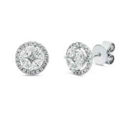 Ohrstecker aus 750 Gold Weißgold 50 Diamanten 0,88ct TW-SI Ø8,5mm