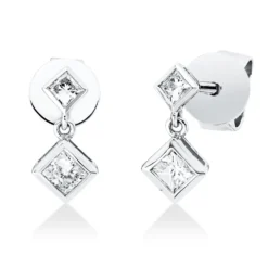 Ohrstecker aus 750 Gold Weißgold 4 Diamanten 0,28ct TW-SI1 9x4,4mm