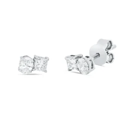 Ohrstecker aus 750 Gold Weißgold 4 Diamanten 0,42ct TW-SI 6x4,2mm