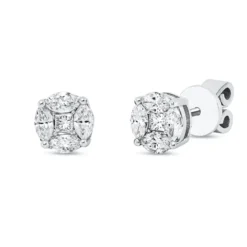 Ohrstecker aus 750 Gold Weißgold 10 Diamanten 0,68ct F-SI Ø6,4mm