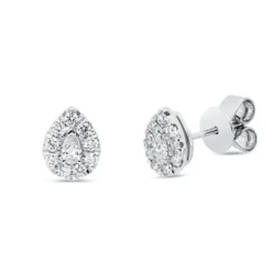 Ohrstecker aus 750 Gold Weißgold 20 Diamanten 0,38ct 8x6,3mm