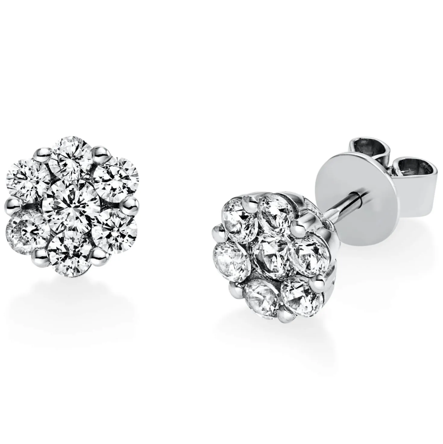 Ohrstecker aus 585 Gold Weißgold 14 Diamanten 1,02ct TW-SI B:7,9mm