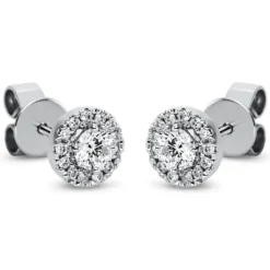 Ohrstecker aus 750 Gold Weißgold 28 Diamanten 0,38ct TW-SI Ø6,2mm 4er-Krappe