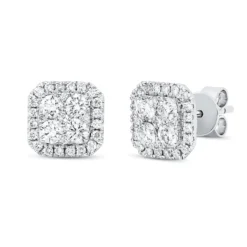 Ohrstecker aus 750 Gold Weißgold 58 Diamanten 1,15ct TW-SI 9,2x9,3mm