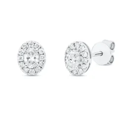 Ohrstecker aus 750 Gold Weißgold 26 Diamanten 0,43ct 6,6x5,6mm 4er-Krappe
