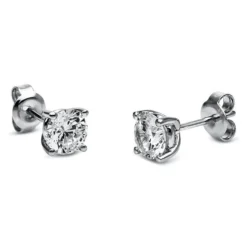 Ohrstecker aus 750 Gold Weißgold mit 2 Diamanten Brillanten 1,40 Ct. 4er-Krappe
