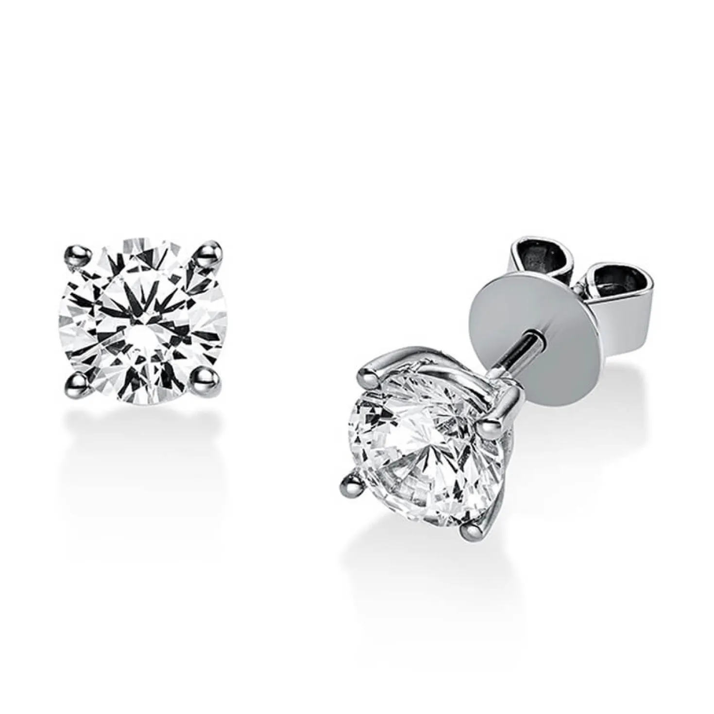 Ohrstecker aus 750 Gold Weißgold mit 2 Diamanten Brillanten 1,40 Ct. 4er-Krappe