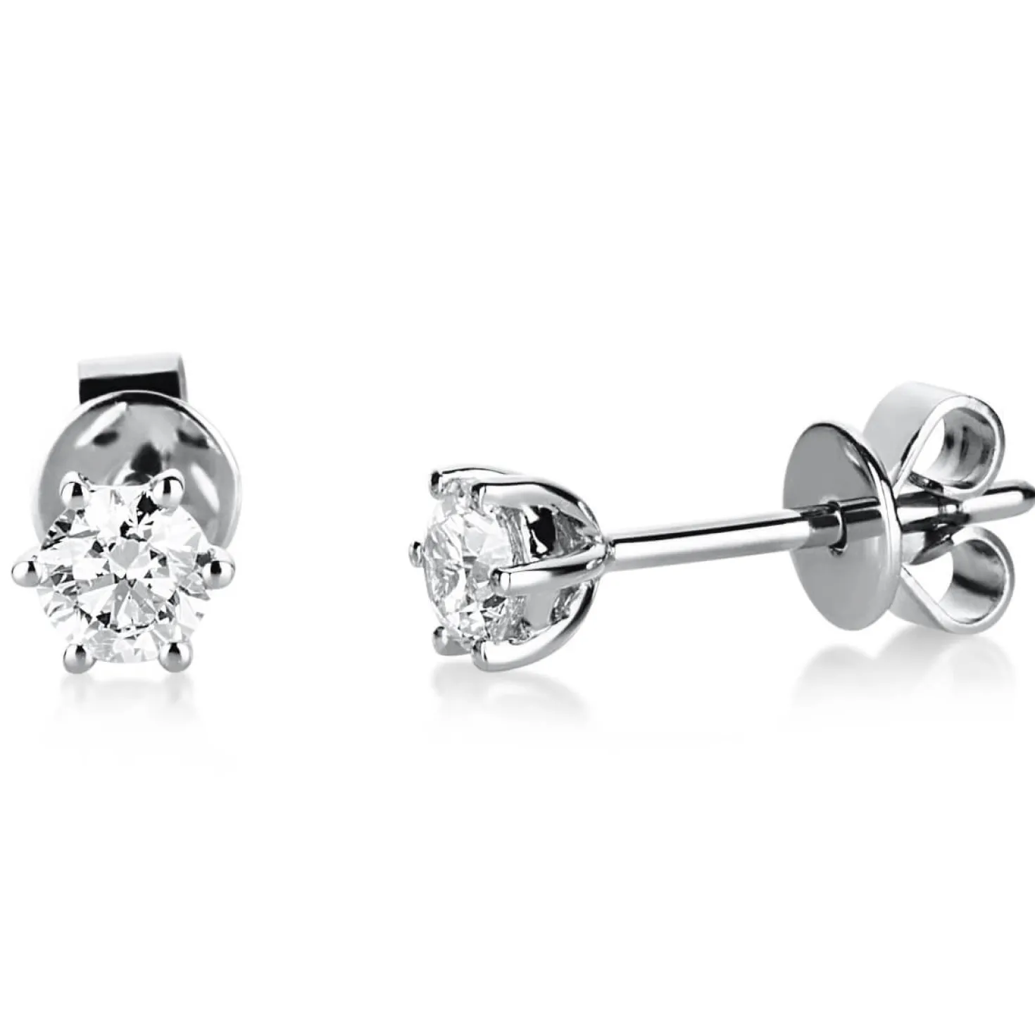 Ohrstecker aus 585 Gold Weißgold mit 2 Diamanten Brillanten 0,40 Ct. 6er-Krappe