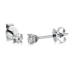 Ohrstecker aus 585 Gold Weißgold mit 2 Diamanten Brillanten 0,60 Ct. 4er-Krappe