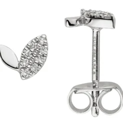 Ohrstecker aus 585 Gold Weißgold mit 16 Diamanten 0.08Ct Ohrringe
