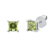 Ohrstecker aus 750 Gold Weißgold 2 Peridote 0,75ct grün 4,8x4,8mm 4er-Krappe