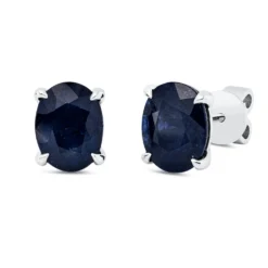 Ohrstecker aus 750 Gold Weißgold 2 Saphire 4,69ct blau 9x7mm 4er-Krappe