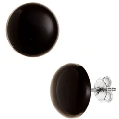Ohrstecker aus Onyx 10mm 925 Silber, schwarz rund Ohrringe Ohrschmuck