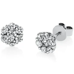 Ohrstecker aus 950 Platin 14 Diamanten 1,04ct TW-SI B:7,9mm