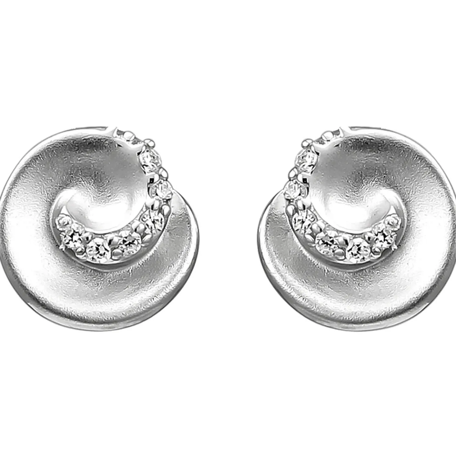Ohrstecker aus 925 Silber mattiert mit 12 Zirkonia Ohrringe Ohrschmuck Damen