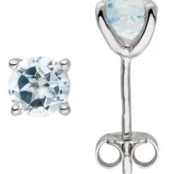 Ohrstecker aus 925 Silber mit Blautopas hellblau blau Ohrschmuck Solitär