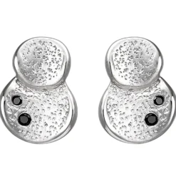 Ohrstecker aus 925 Silber mit Struktur 4 schwarze Zirkonia Ohrringe Ohrschmuck