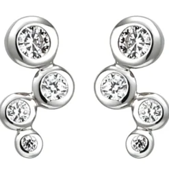 Ohrstecker aus 925 Silber mit 8 Zirkonia Ohrringe Ohrschmuck Zick-Zack