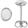 Ohrstecker aus 925 Silber rhodiniert mit Opal-Imitationen oval mit Schimmer
