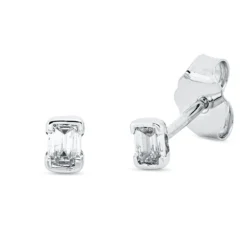 Ohrstecker aus 750 Weißgold 2 Diamanten Smaragd-Schliff 0,22ct TW-SI 3,7x2,6mm