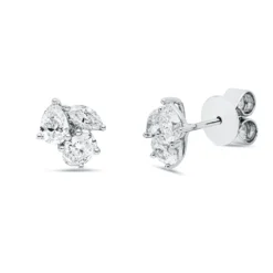 Ohrstecker aus 750 Weißgold 6 Diamanten Fanatsy-Schliff 0,92ct F-FVSI 8x7,5mm