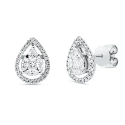 Ohrstecker aus 750 Weißgold 64 Diamanten 0,67ct TW-SI 12x9mm Fassung rhodiniert
