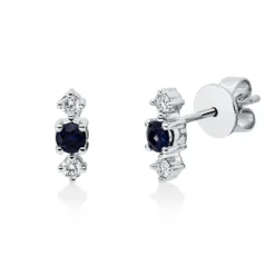 Ohrstecker aus 750 Weißgold 2 Saphire 0,27ct blau 4 Brillanten 0,13ct W-SI 9x3mm