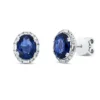 Ohrstecker aus 750 Weißgold 2 Saphire 2,68ct blau 32 Diamanten 0,28ct 10x8,3mm