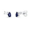 Ohrstecker aus 750 Weißgold 2 Saphire 0,5ct blau mit Diamanten 5,5x7,7mm
