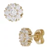 Ohrstecker Blume aus 18 Zirkonia weiß 375 Gold Gelbgold Ohrschmuck
