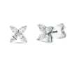 Ohrstecker Blumen aus 750 Weißgold 8 Diamanten Navette-Schliff 0,8ct TW-VSI/SI