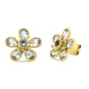 Ohrstecker Blumen 750 Gelbgold 12 Topase 5,1ct skyblue 16 Brillanten 0,07ct TW-SI
