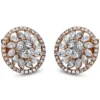 Ohrstecker Blumen im Kreis aus 750 Rotgold 98 Diamanten 1,58ct TW-SI Ø13,2mm