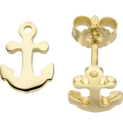 Ohrstecker für Kinder Ohrringe, Anker Yachtanker aus 375 Gold Gelbgold