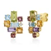 Ohrstecker 750 Gelbgold 16 Farbsteine 5,9ct mehrfarbig 2 Brillanten 0,06ct TW-SI