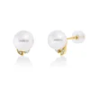 Ohrstecker 750 Gelbgold 2 Süßwasser-Perlen 7,5mm weiß 6 Brillanten 0,05ct W-SI
