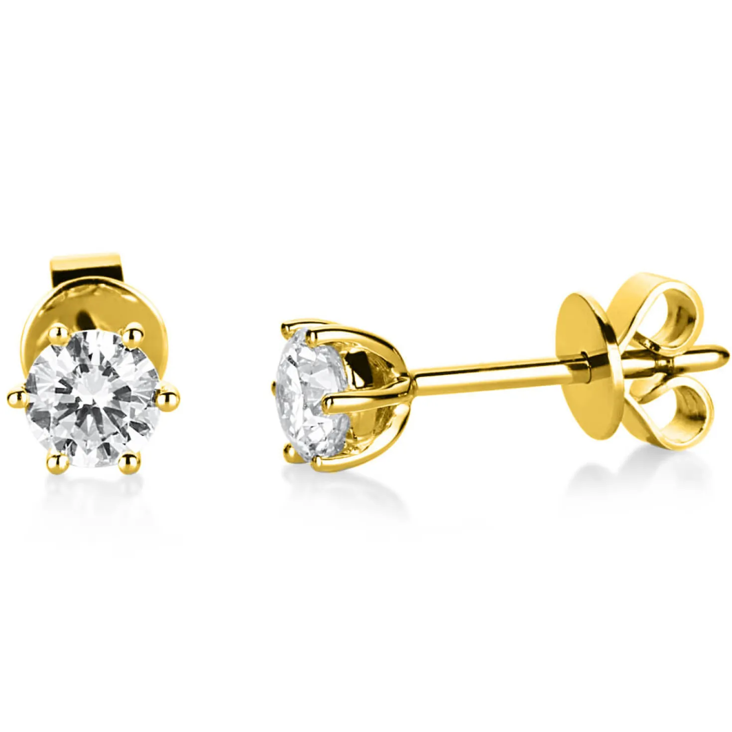 Ohrstecker 750 Gold Gelbgold 2 Diamanten Brillanten 1,00 Ct. 6er-Krappe Ø5,4mm