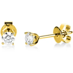 Ohrstecker 585 Gold Gelbgold 2 Diamanten Brillanten 0,10 Ct. 4er-Krappe Ø2,3mm