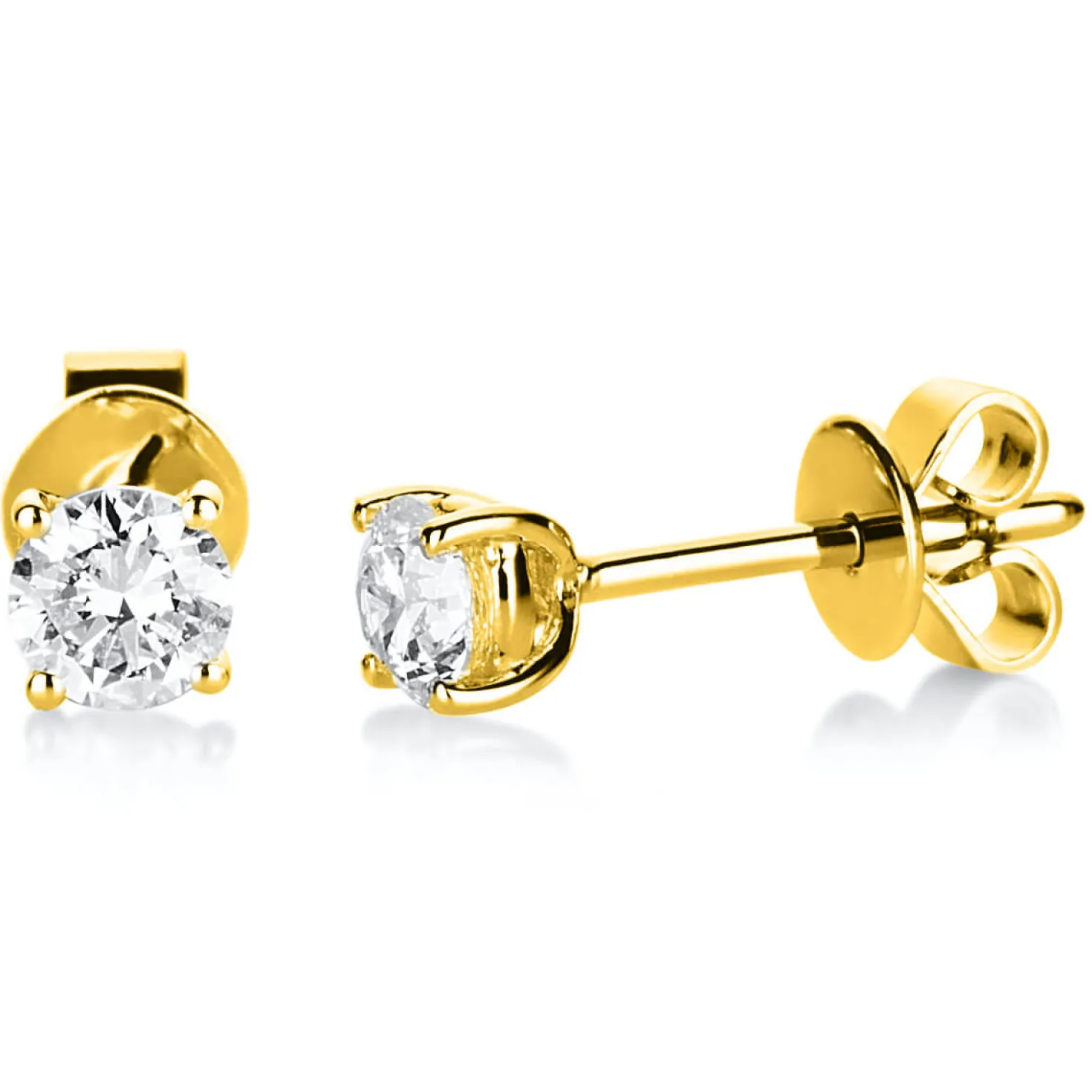 Ohrstecker 750 Gold Gelbgold 2 Diamanten Brillanten 0,50 Ct. 4er-Krappe Ø4,6mm