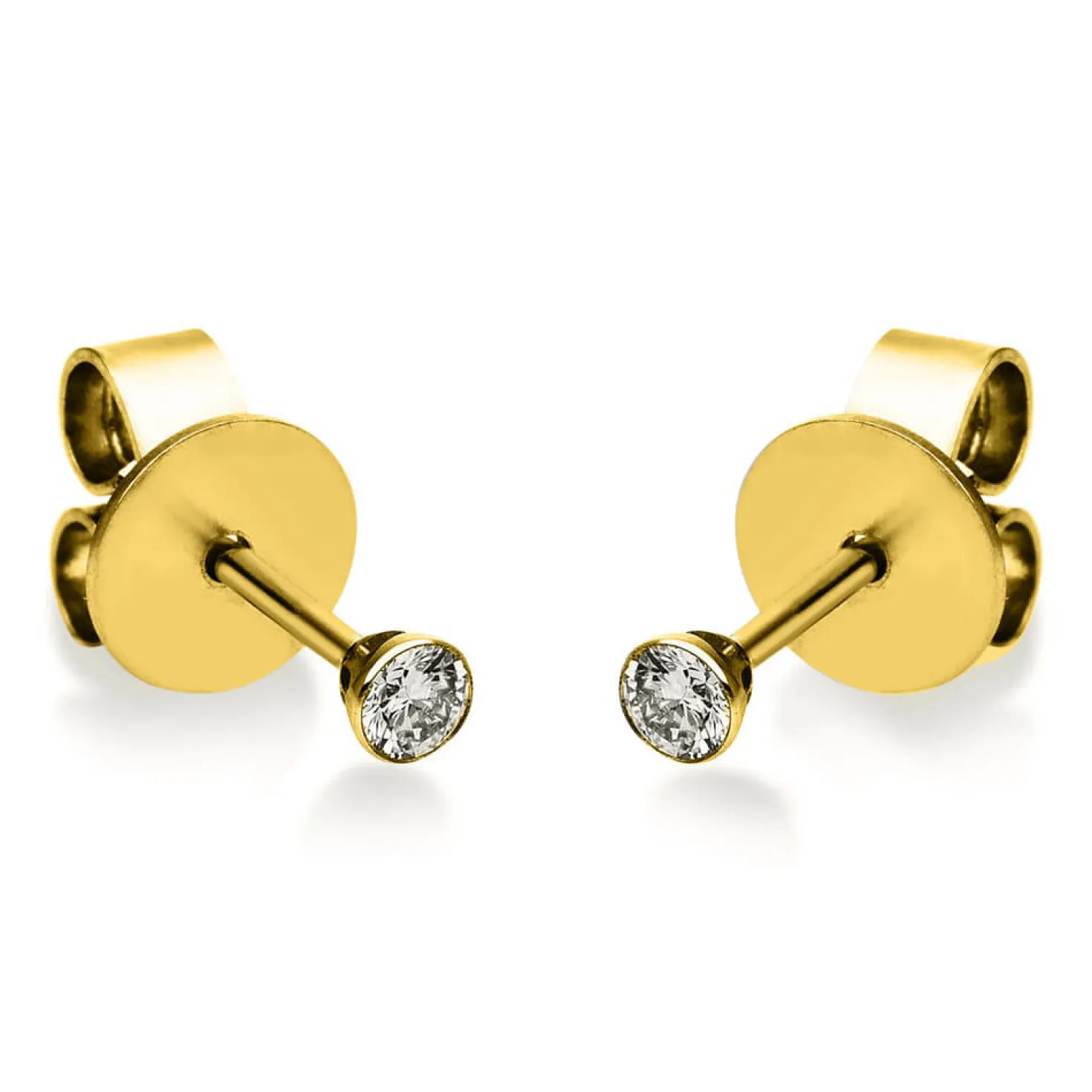 Ohrstecker 750 Gold Gelbgold 2 Diamanten Brillanten 0,10 Ct. Zarge Ø2,5mm