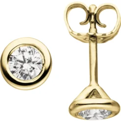 Ohrstecker 585 Gold Gelbgold mit 2 Brillanten 0,5 Ct 6mm Ohrringe