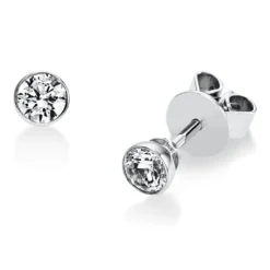 Ohrstecker 585 Gold Weißgold 2 Diamanten Brillanten 0,40 Ct. Zarge Ø4,0mm