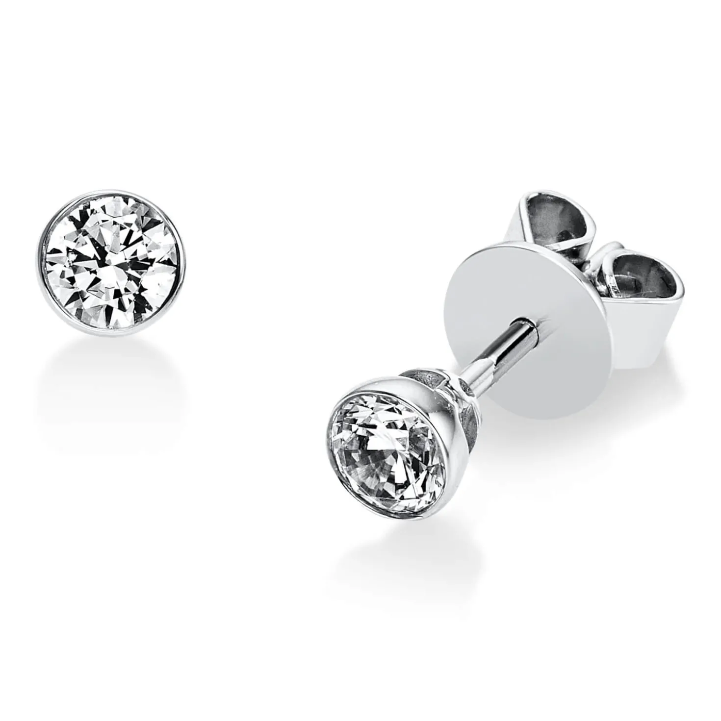 Ohrstecker 585 Gold Weißgold 2 Diamanten Brillanten 0,40 Ct. Zarge Ø4,0mm
