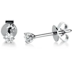 Ohrstecker 585 Gold Weißgold 2 Diamanten Brillanten 0,10 Ct. 6er-Krappe B: 2,3mm